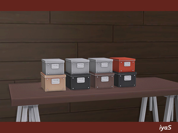Sims 4 — Home Office Boxes by soloriya — Two necessary boxes for each office. 4 color variations. Part of Home Office