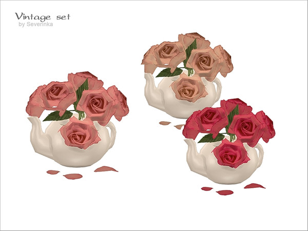 Sims 4 — [VintageSet] TS4 - teapot with roses by Severinka_ — Teapot with roses, From the set of 'Vintage set' 3 colors