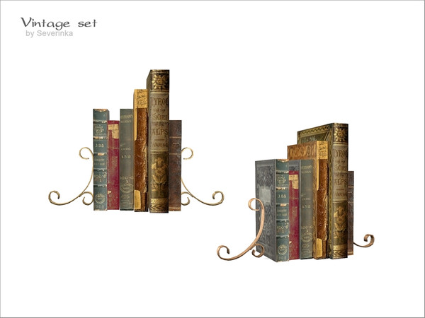 Sims 4 — [VintageSet] TS4 - books by Severinka_ — Old books with stand From the set of 'Vintage set' 2 colors