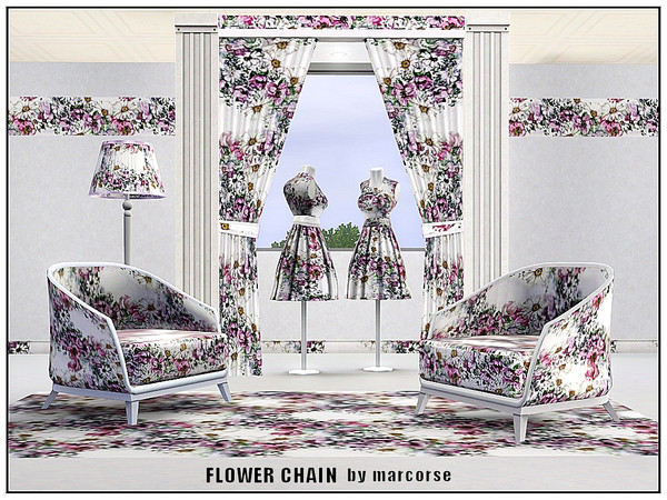 Sims 3 — Flower Chain_marcorse by marcorse — Fabric pattern - floral chain in a Victorian style design