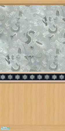 Sims 2 — TC35 Payne's Bedroom Wall by tlkaska — This blue satin Wall with a light wood wainscotting is part of the