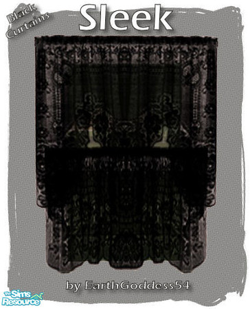 Sims 2 — Sleek Kitchen - Curtains (Black) by EarthGoddess54 — Lacy curtains in black. Made to match the Sleek kitchen