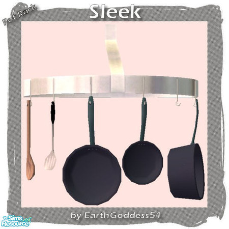Sims 2 — Sleek Kitchen - Pot Rack by EarthGoddess54 — Sleek pot rack with shiny white base made of the lightest &