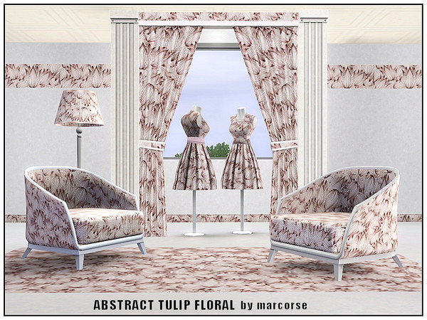 Sims 3 — Abstract Tulip Floral_marcorse by marcorse — Fabric pattern abstract allover design of red tulips.