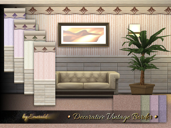 Sims 4 — Decorative Vintage Border by Emerald — Elegant vintage border would enhance any room. Especially a Living room,