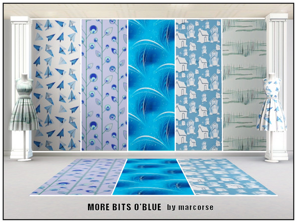 Sims 3 — More Bits o'Blue_marcorse by marcorse — Five selected patterns in shades of blue. Two are found in Abstract
