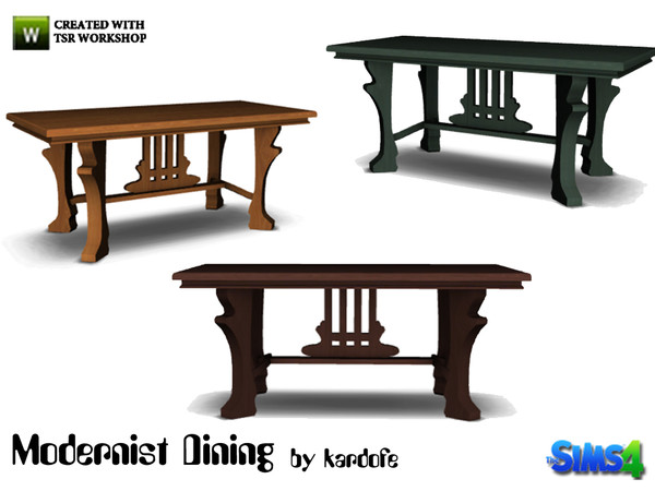Sims 4 — kardofe_Modernist Dining_DiningTable by kardofe — Wooden table modernist style in three different colors