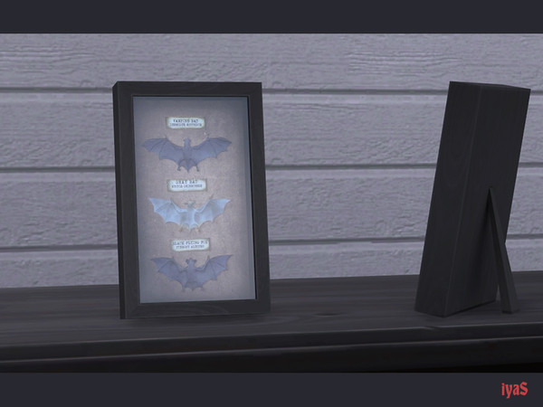 Sims 4 — Dark Nights Bedroom Bats by soloriya — Three bats under the glass. 1 color variation. Part of Dark Nights