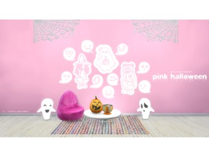 Sims 4 — Pink Halloween Little Ghost Sticker by iCedxLemonAde — 12 swatches l Ghosts / Witch / Pumpkin man 3 Packages as