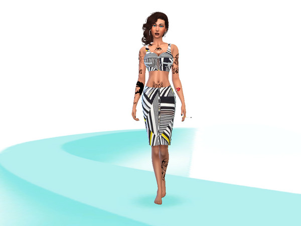 Sims 4 — CLUTTERED STRIPES TOP$SKIRT by al_amanecer — top and skirt with cluttered stripes pattern