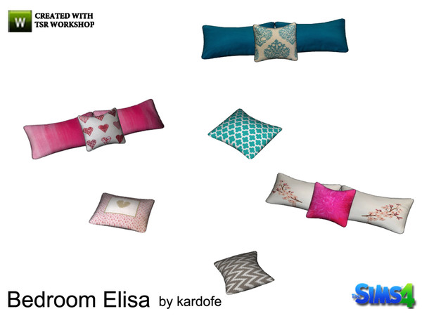 Sims 4 — kardofe_Bedroom Elisa_Cushions 2 by kardofe — Foursome cushions placed on the bed without using tricks, three