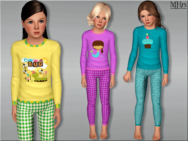 Sims 3 — S3 Snuggles Pyjamas [Child] by Margeh-75 — -A cute set of one piece pyjamas with cute stencils on them -3