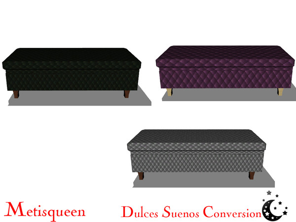 Sims 4 — Metisqueen Dulces Suenos Bed Table by metisqueen2 — Quilted table in 3 variations for the end of the canopy bed