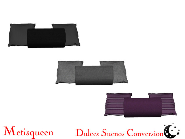 Sims 4 — Metisqueen Dulces Suenos Bed Pillows by metisqueen2 — Pillows in 3 variations for canopy bed to compliment