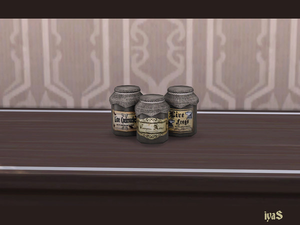 Sims 4 — Wings Jars by soloriya — Three jars with magic ingredients. 1 color variation. Part of Wings set. Category: