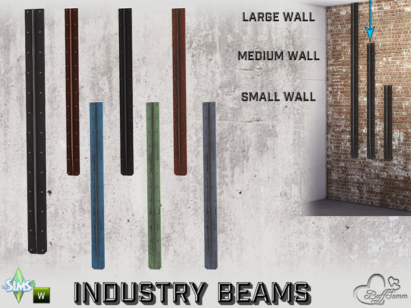 Sims 4 — Industry Beams Wall Column MW by BuffSumm — Part of the *Build Industry Set*