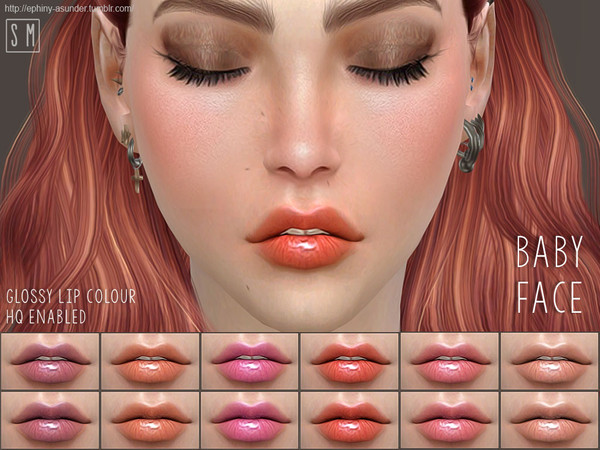 Sims 4 — [ Baby Face ] - Glossy Lip Colour by Screaming_Mustard — A simple glossy lip gloss colour in 6 unique shades.