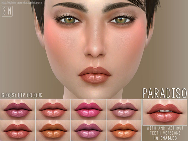 Sims 4 — [ Paradiso ] - Glossy Lip Colour by Screaming_Mustard — A beautifully glossy and pigmented lipstick in 8 shades.
