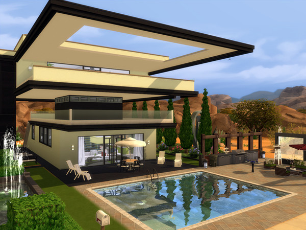 Sims 4 — QuB by marychabb — House in modern style for a couple of Sims. The ground floor has a living room, kitchen and