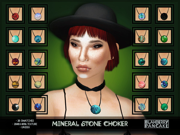 Sims 4 — BlahberryPancake - Mineral Stone Choker by Blahberry_Pancake — Mesh belongs to @rumoruka-raizon. You can find it
