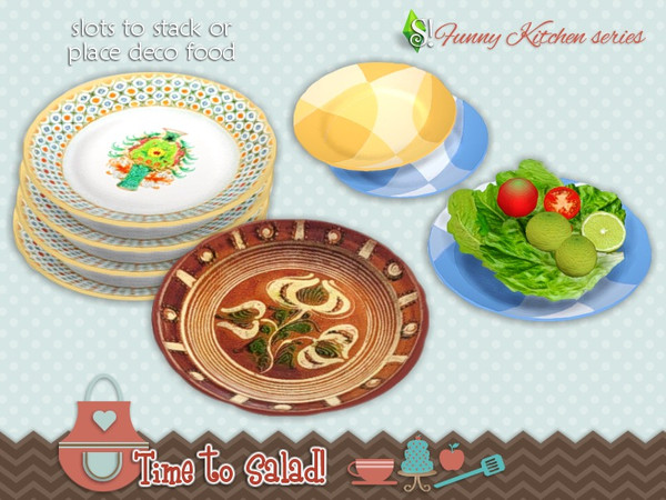 Sims 4 — Funny kitchen - Time to salad - large plate by SIMcredible! — You've requested, we brought it back ^^ by
