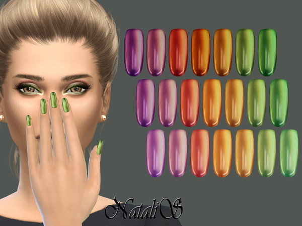 Sims 4 — NataliS_Glossy Multicolor Nail by Natalis — Glossy multicolor nail set. 21 colors. FT- FA-FE