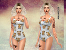 Sims 4 — TIGER_SWIMSUIT by al_amanecer — $ SWIMSUIT WITH TIGER HEADS PATTERN $ $$$ FAMOUS STYLE $$$