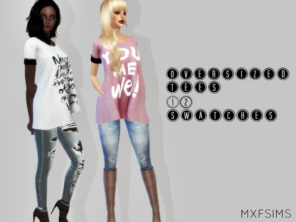 Sims 4 — Oversized Tees by mxfsims — Some oversized T-Shirts for your sims to feel comfy in Comes in 12 swatches and is a