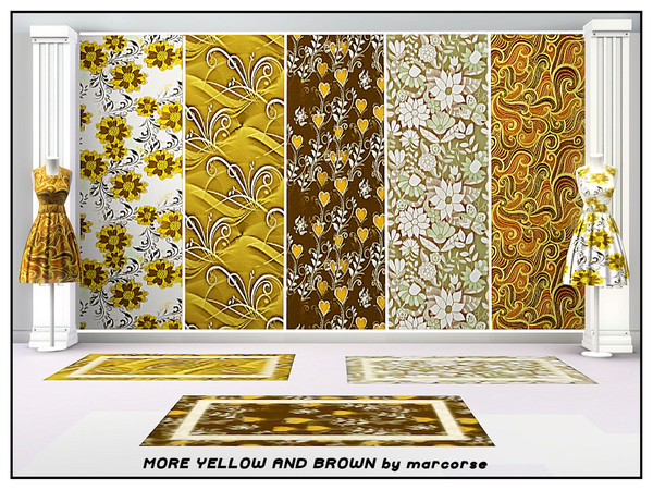 Sims 3 — More Yellow & Brown_marcorse  by marcorse — Five collected patterns in a reange of yellow and brown tones.