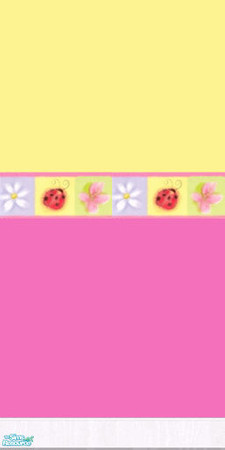 Sims 2 — Ladybird Nursery And Bedroom - wall by Angel_22 — A bright yellow and pink wall with a ladybird boarder.