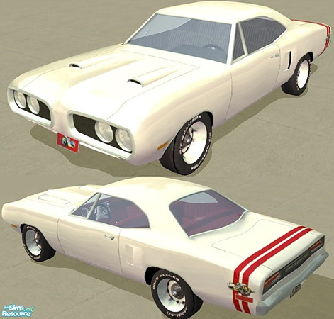 Sims 2 — Super Bee - GTS White Recolor by Dr Pixel — GTS White color option for the 1970 Dodge Super Bee with Red tail