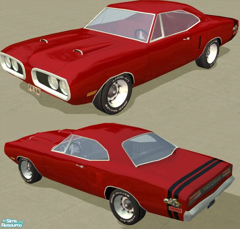 Sims 2 — Super Bee - Red Recolor by Dr Pixel — Red color option for the 1970 Dodge Super Bee with Black tail stripes. 