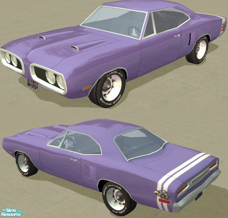 Sims 2 — Super Bee - Plum Crazy Recolor by Dr Pixel — Plum Crazy color option for the 1970 Dodge Super Bee with White