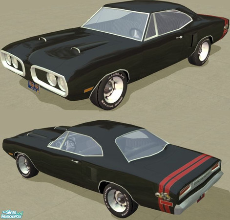Sims 2 — Super Bee - Black Recolor by Dr Pixel — Black color option for the 1970 Dodge Super Bee with Red tail stripes.