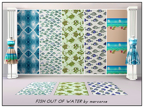 Sims 3 — Fish Out of Water_marcorse by marcorse — Five collected patterns with a fishy ambience. All are found in themed,