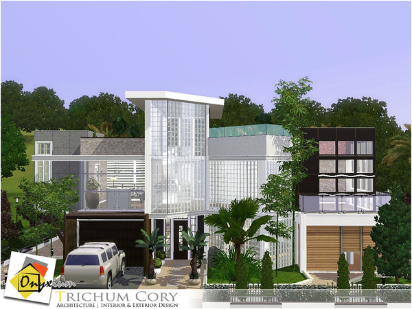 Sims 3 — Trichum Cory by Onyxium — On the first floor: Living Room | Dining Room | Kitchen | Bathroom | Garage On the