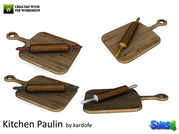 Sims 4 — kardofe_Kitchen Pauline_Cutting board and roller by kardofe — Cutting board and roller, in wood, with 4