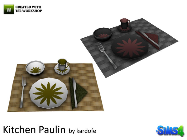 Sims 4 — kardofe_Dining Pauline_Place mat by kardofe —  Individual tablecloth with plates, cups, cutlery and napkin, in