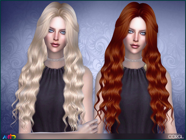 Sims 4 — Anto - Coral (Hair) by Anto — Long wavy hair for ladies Comes in 18 colours Works with hats Shadow map Smooth
