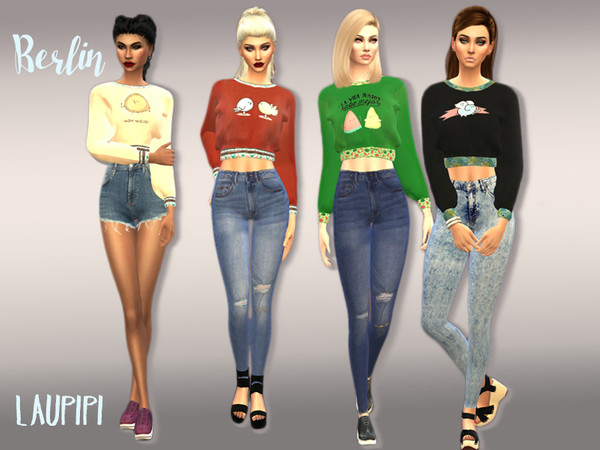 Sims 4 —  by laupipi2 — Set compoun by a jumper in six different colours and a pair of jeans in four colours! Credits to