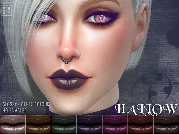 Sims 4 — [ Hallow ] - Gothic Lipstick by Screaming_Mustard — A lovely glossy gothic toned lipstick in 7 shades. For