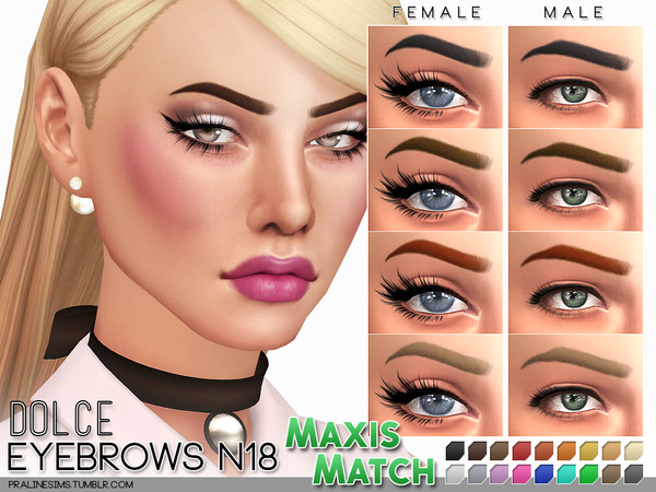 Sims 4 — MM Eyebrows N18 - Dolce by Pralinesims — Maxis match style eyebrows in 18 usual colors. All ages, all genders.