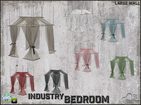 Sims 4 — Bedroom Industry Canopy Sheer for Large Wall by BuffSumm — Part of the *Industry Series*