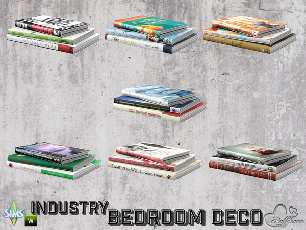 Sims 4 — Bedroom Industry Deco Books v3 by BuffSumm — Part of the *Industry Series*