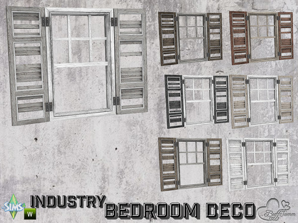 Sims 4 — Bedroom Industry Deco Window Frame by BuffSumm — Part of the *Industry Series*