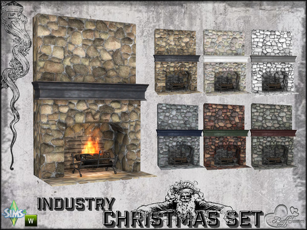 Sims 4 — X-Mas Industry Fireplace (small Wall) by BuffSumm — Part of the *Industry Series*