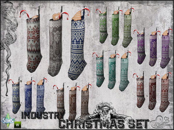 Sims 4 — X-Mas Industry Christmas Socks for Fireplace by BuffSumm — Part of the *Industry Series*
