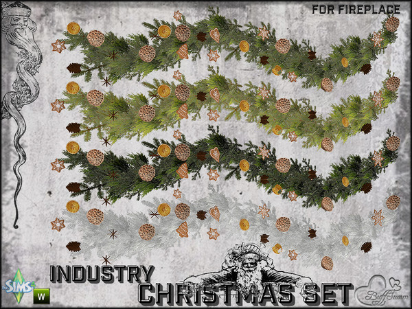 Sims 4 — X-Mas Industry Garland Large (Fireplace) by BuffSumm — Part of the *Industry Series*