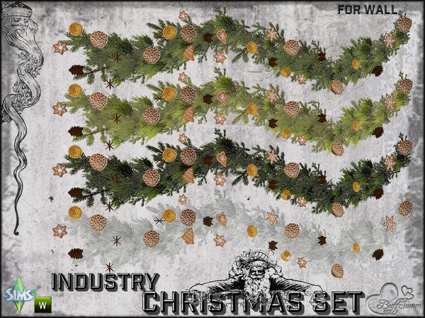 Sims 4 — X-Mas Industry Garland Large (Wall) by BuffSumm — Part of the *Industry Series*