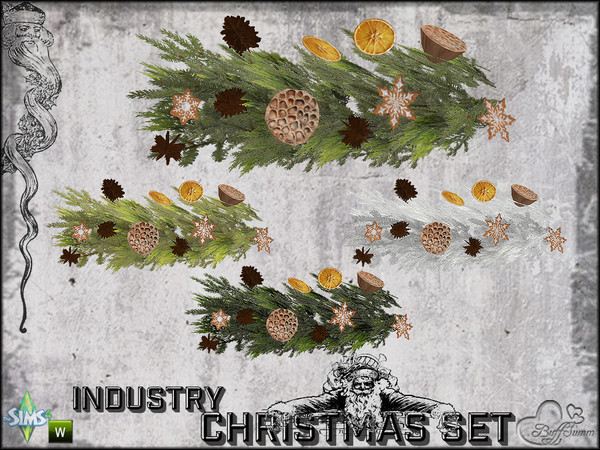 Sims 4 — X-Mas Industry Garland Small (left) by BuffSumm — Part of the *Industry Series*